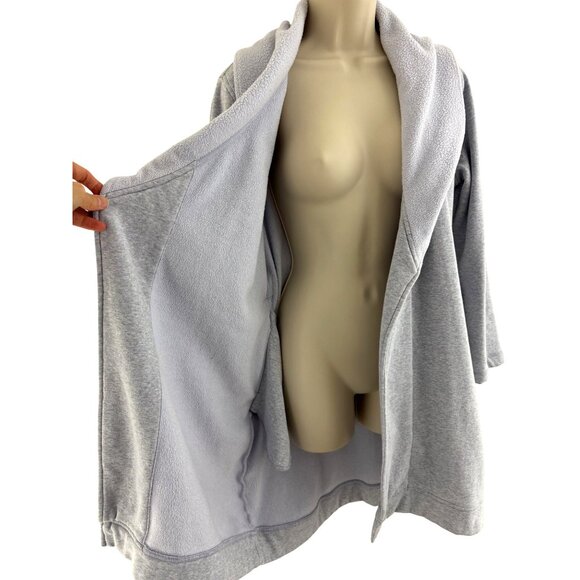 Ugg Blanche Gray Fleece Lined Shawl Collar Robe Belted Pockets Size S Cozy Soft - Picture 5 of 11